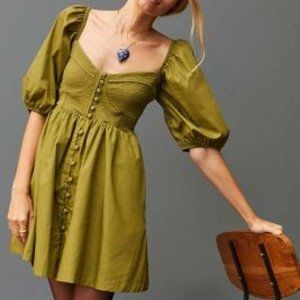 Anthropologie Maeve Puff Sleeved Sweetheart Mini Dress